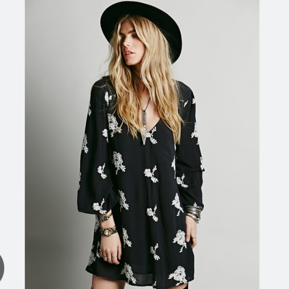 Free People Black and White Floral Dress